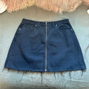 Madewell Black Denim Zip-Front Mini Skirt